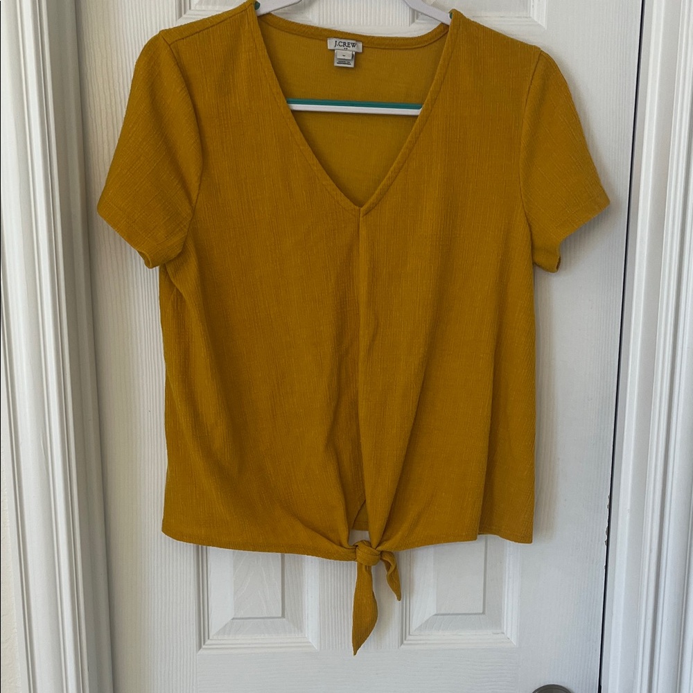 a new day Mustard Short Sleeve Tie-Front Top